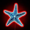 Neon seashell with many colorful dots - RGB neon sign in red.