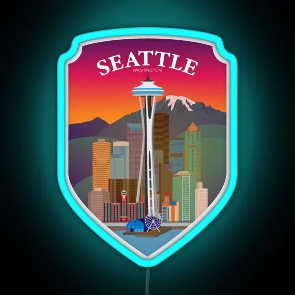 Seattle Washington Badge Led RGB Neon Sign