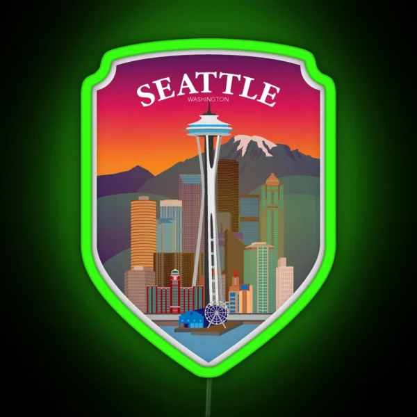 Seattle Washington Badge Led RGB Neon Sign