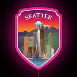 Seattle Washington Badge Led RGB Neon Sign