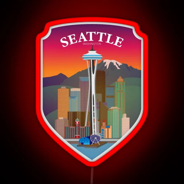 Seattle Washington Badge Led RGB Neon Sign