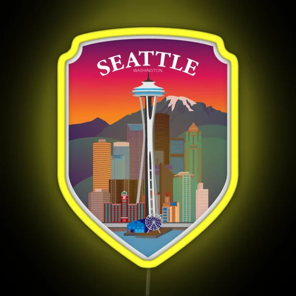 Seattle Washington Badge Led RGB Neon Sign