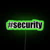 security hashtag neon sign in vibrant rgb green