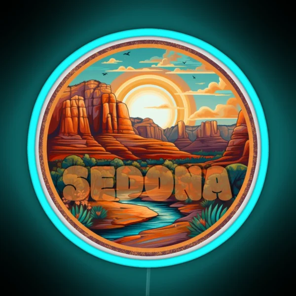 Sedona Mountain Landscape At Sunset RGB Neon Sign