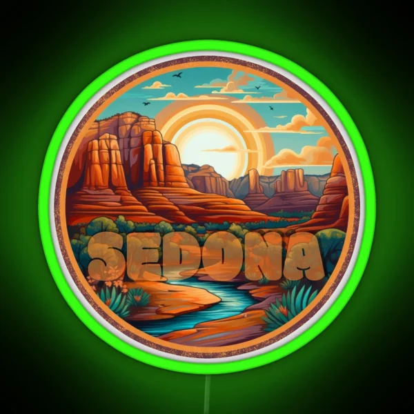 Sedona Mountain Landscape At Sunset RGB Neon Sign