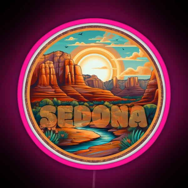 Sedona Mountain Landscape At Sunset RGB Neon Sign