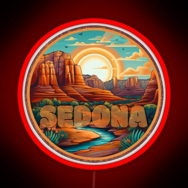 Sedona Mountain Landscape At Sunset RGB Neon Sign