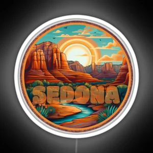 Sedona Mountain Landscape At Sunset RGB Neon Sign