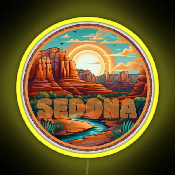 Sedona Mountain Landscape At Sunset RGB Neon Sign