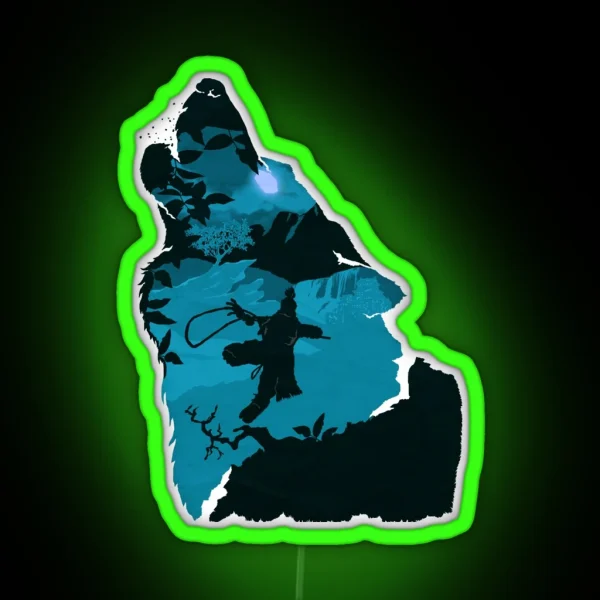 Sekiro One Armed Wolf Blue RGB Neon Sign