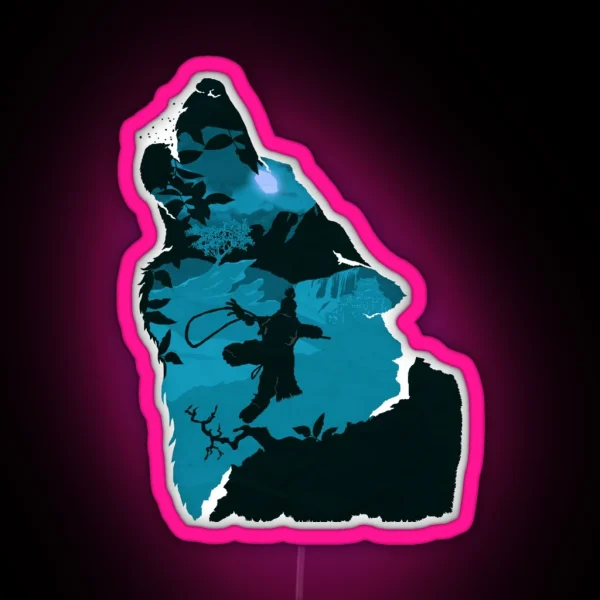 Sekiro One Armed Wolf Blue RGB Neon Sign