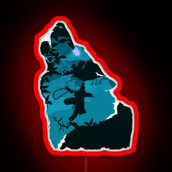 Sekiro One Armed Wolf Blue RGB Neon Sign