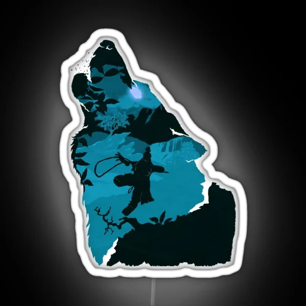 Sekiro One Armed Wolf Blue RGB Neon Sign