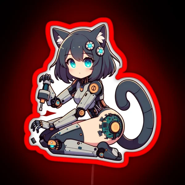 Self Repairing Anime Cyborg Cat Girl RGB Neon Sign