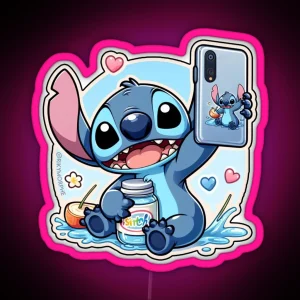 Selfie Stitch Kawaii RGB Neon Sign