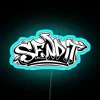 send-it neon graffiti sign with vibrant blue rgb lighting.