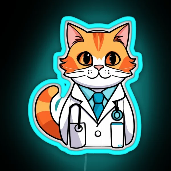Senior Cat Doctor RGB Neon Sign