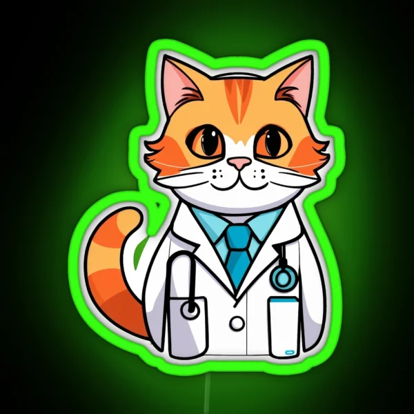 Senior Cat Doctor RGB Neon Sign