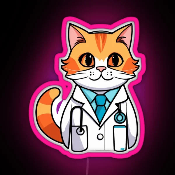 Senior Cat Doctor RGB Neon Sign