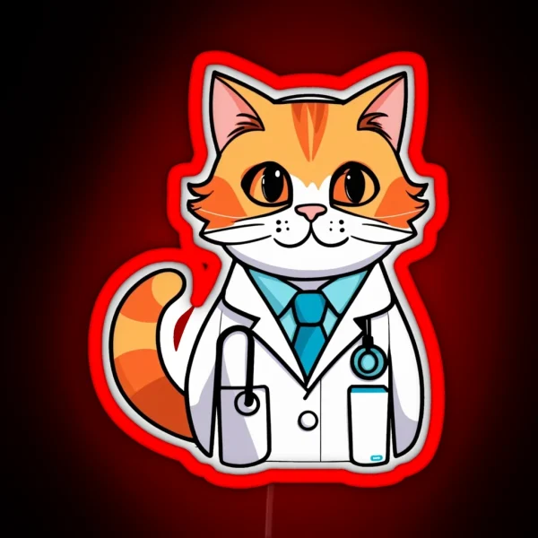 Senior Cat Doctor RGB Neon Sign