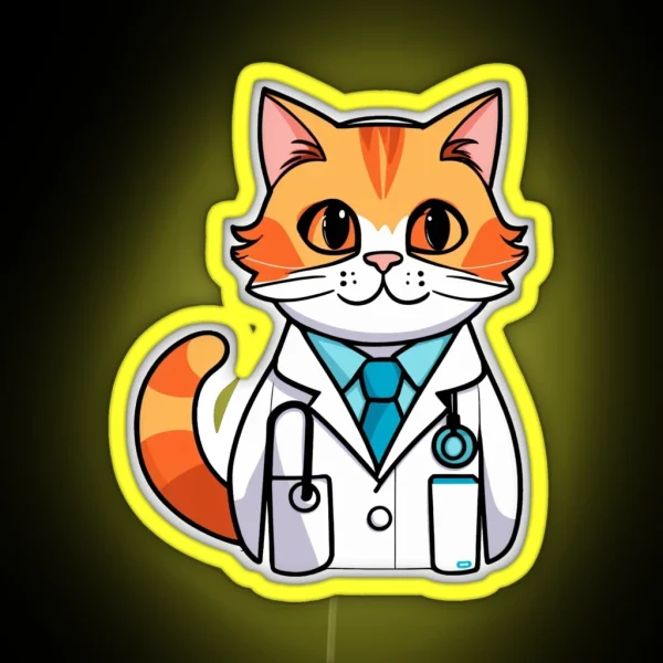 Senior Cat Doctor RGB Neon Sign