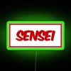 sensei rgb neon sign with green glow