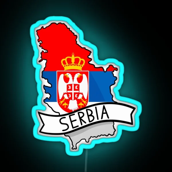 Serbia Flag Map Led RGB Neon Sign