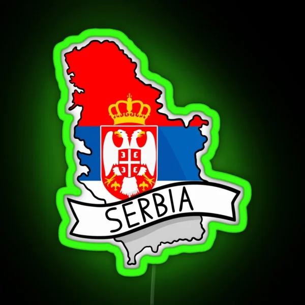 Serbia Flag Map Led RGB Neon Sign