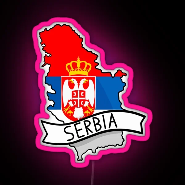 Serbia Flag Map Led RGB Neon Sign