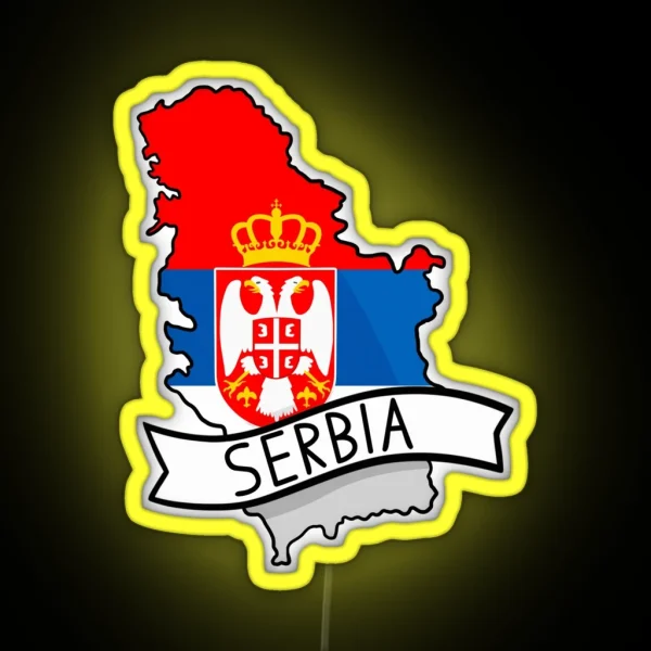 Serbia Flag Map Led RGB Neon Sign