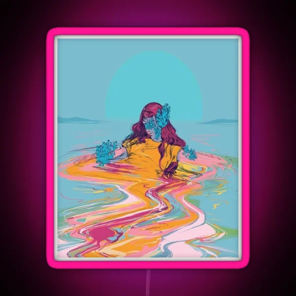 Serene Reflection Mystical Nature Art RGB Neon Sign