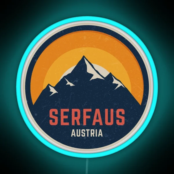Serfaus Austria Mountain Design RGB Neon Sign