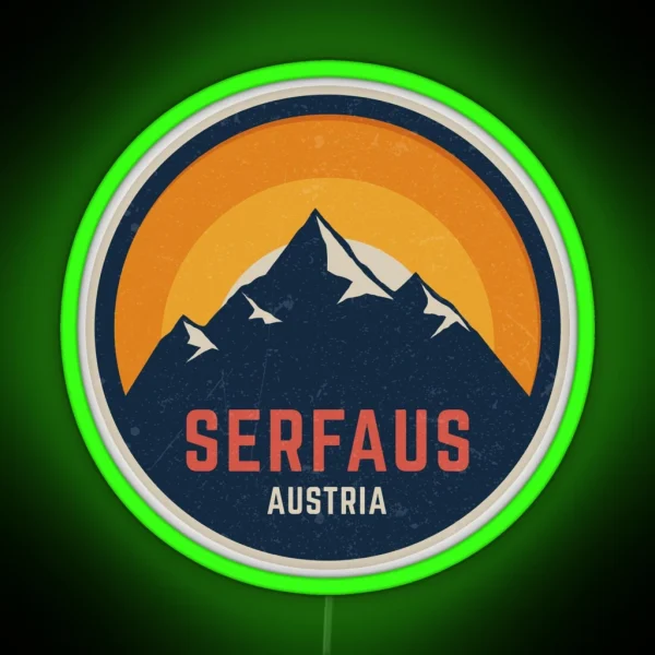 Serfaus Austria Mountain Design RGB Neon Sign