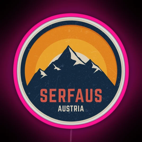 Serfaus Austria Mountain Design RGB Neon Sign