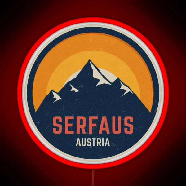 Serfaus Austria Mountain Design RGB Neon Sign
