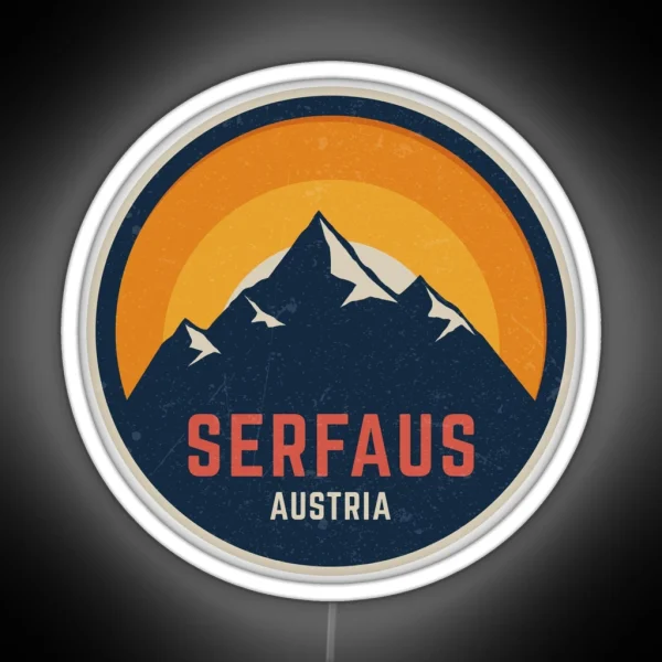 Serfaus Austria Mountain Design RGB Neon Sign