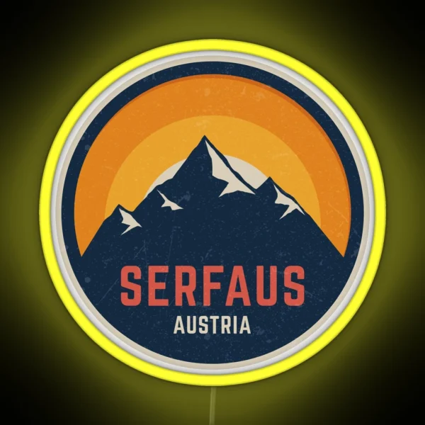 Serfaus Austria Mountain Design RGB Neon Sign