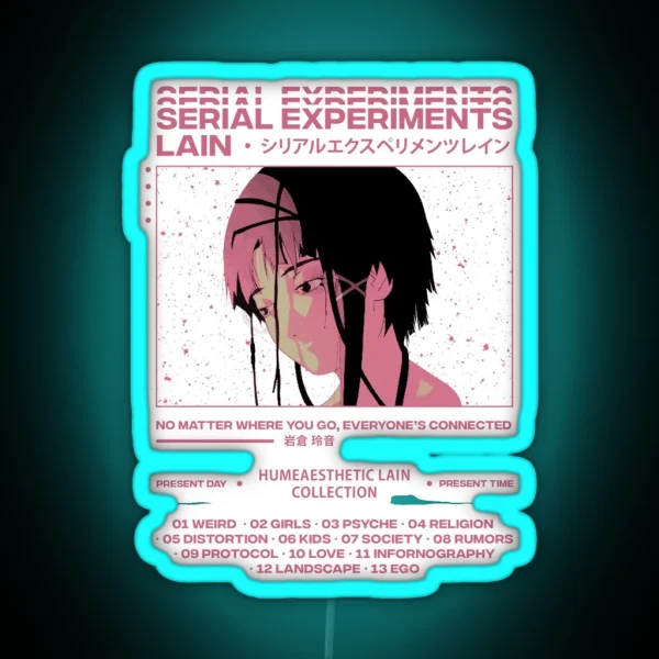 Serial Experiments Lain Aesthetic RGB Neon Sign