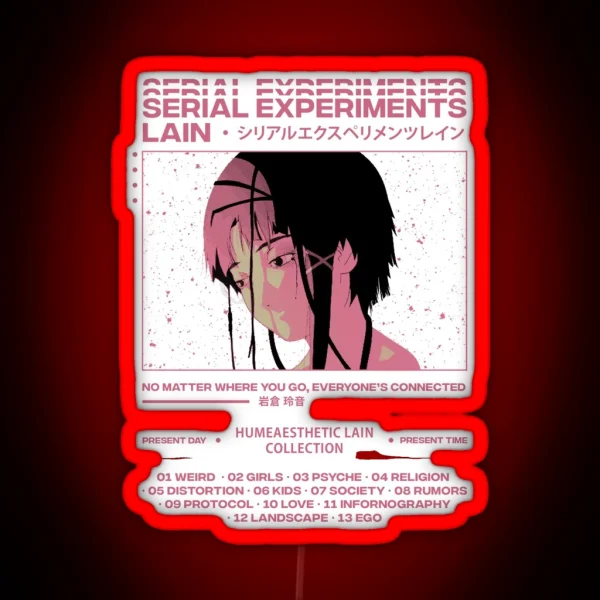Serial Experiments Lain Aesthetic RGB Neon Sign