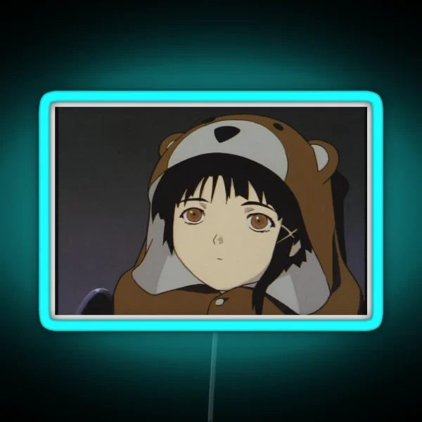 Serial Experiments Lain Bear Hood RGB Neon Sign