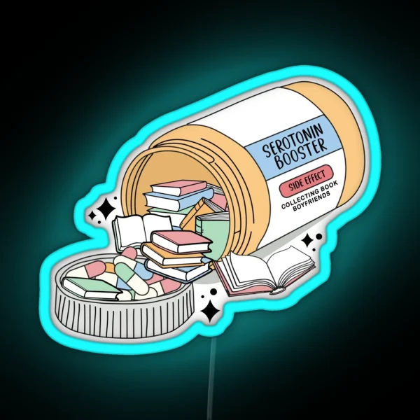 Serotonin Booster Books Reading Aesthetic RGB Neon Sign