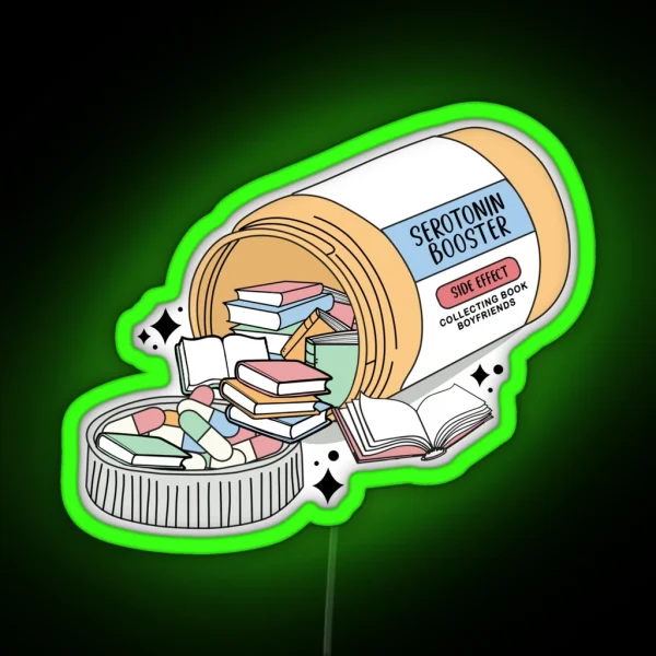 Serotonin Booster Books Reading Aesthetic RGB Neon Sign