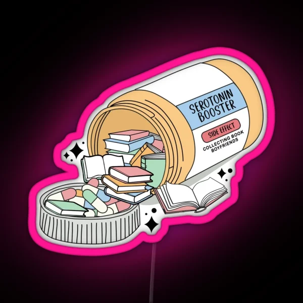 Serotonin Booster Books Reading Aesthetic RGB Neon Sign