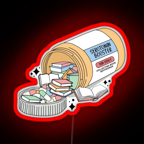 Serotonin Booster Books Reading Aesthetic RGB Neon Sign