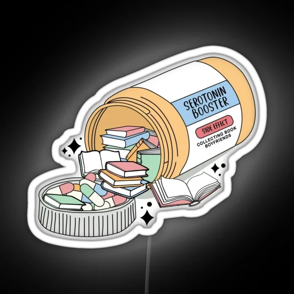 Serotonin Booster Books Reading Aesthetic RGB Neon Sign