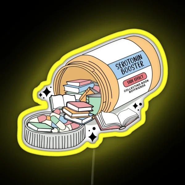 Serotonin Booster Books Reading Aesthetic RGB Neon Sign