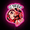 Anime quote set your heart ablaze neon sign rgb pink