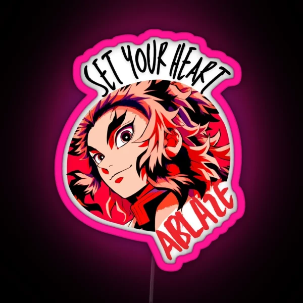 Set Your Heart Ablaze Anime Quote RGB Neon Sign