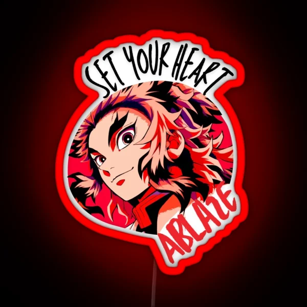 Set Your Heart Ablaze Anime Quote RGB Neon Sign