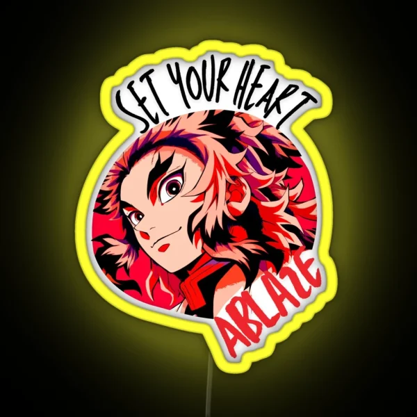 Set Your Heart Ablaze Anime Quote RGB Neon Sign
